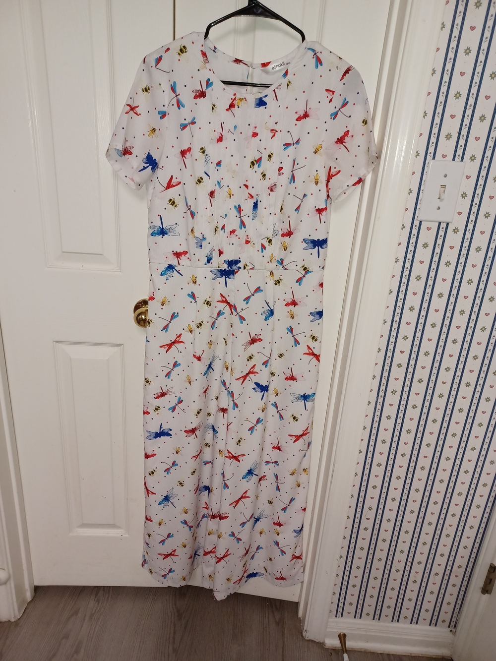 eShakti White Dragonfly Print Jumpsuit Multicolor